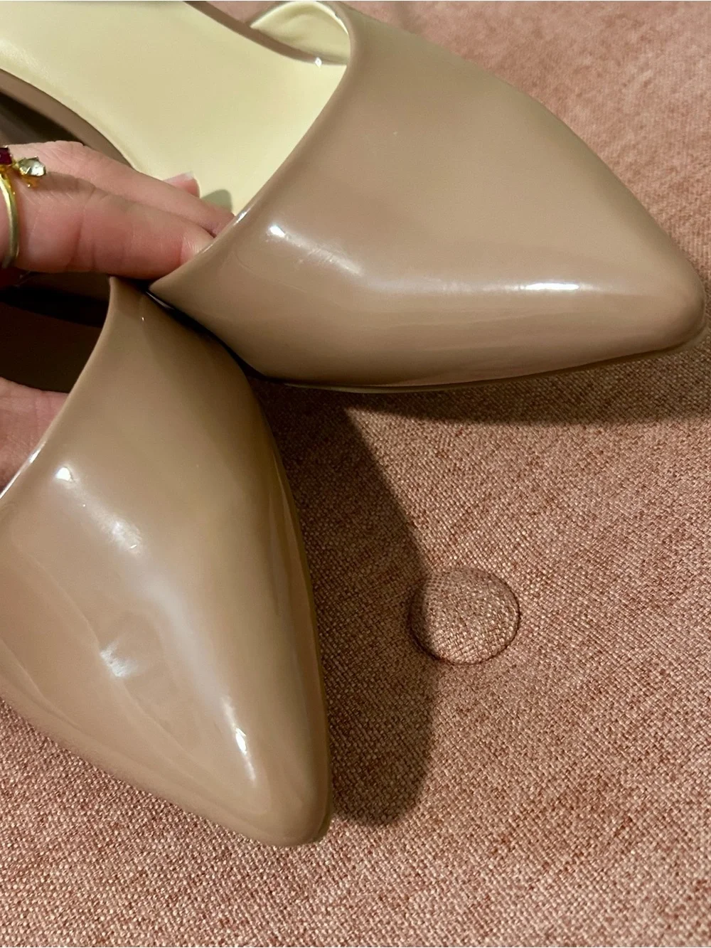 Nine West Blush Patent Block Heel Pumps with Ankle Strap